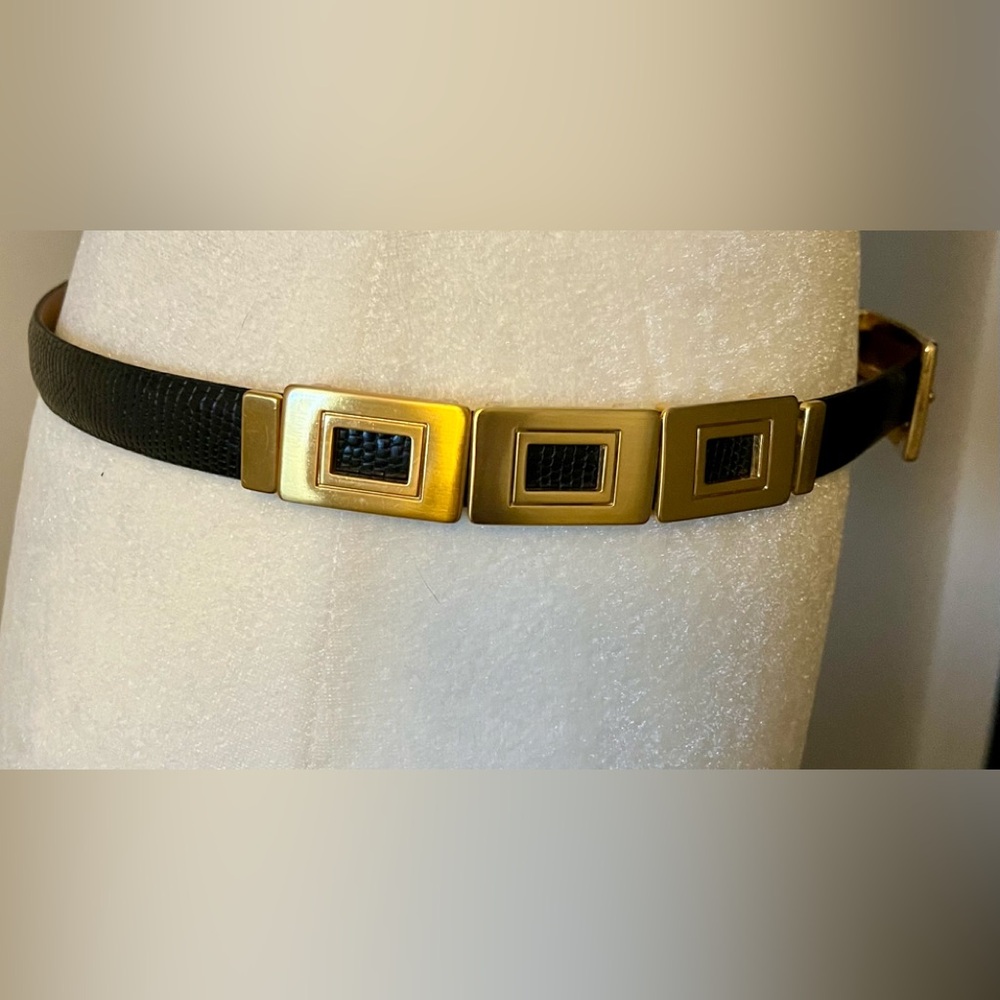 Ladies Black Belt with Goldtone Accents - Picture 5 of 6